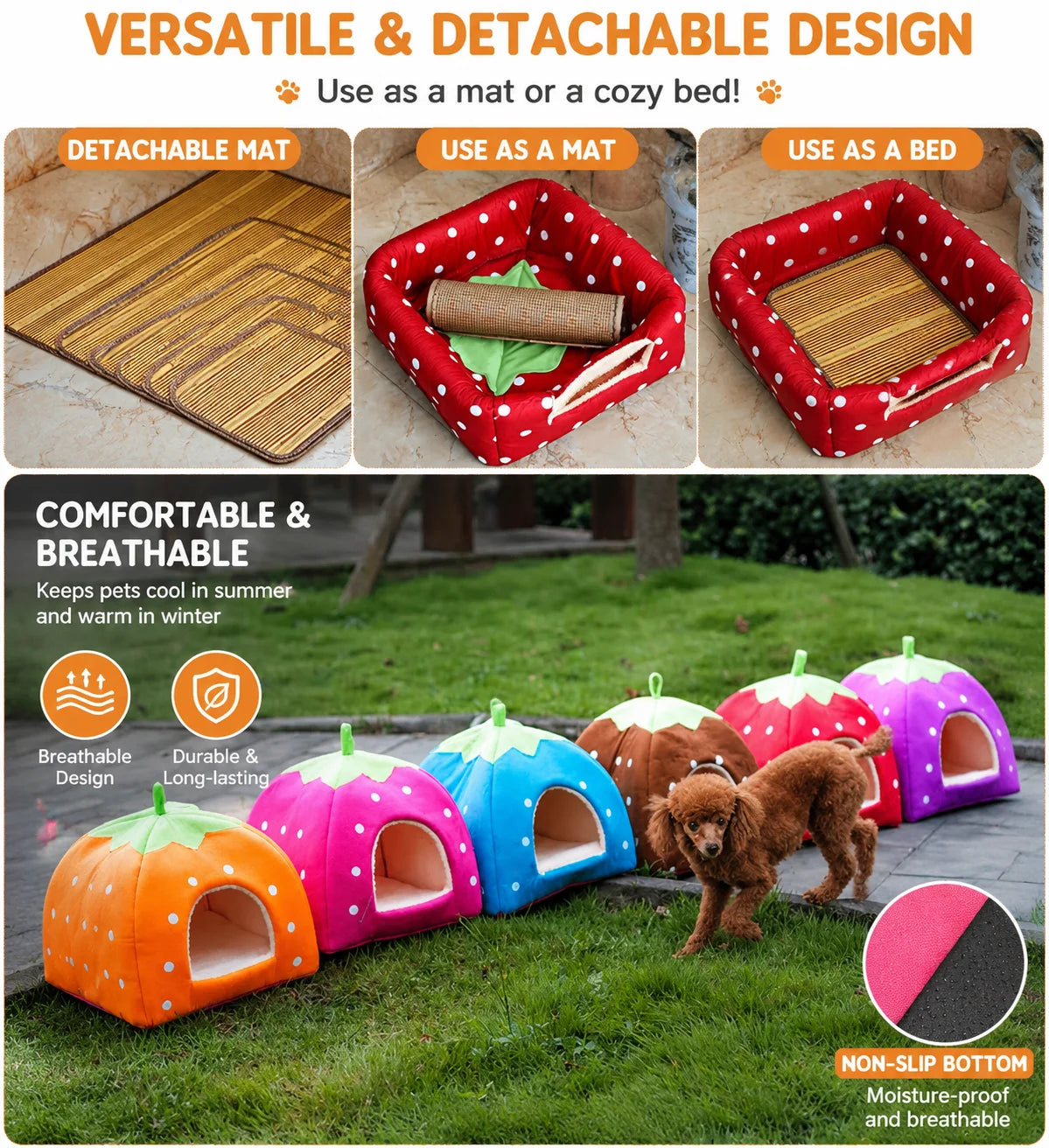 Strawberry Rabbit Bed and Hanging Hay Feeder Bag Set