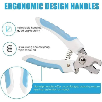 Spring-Loaded Cat Nail Clippers With Notched Stainless Steel Blades, Soft-Grip Handles