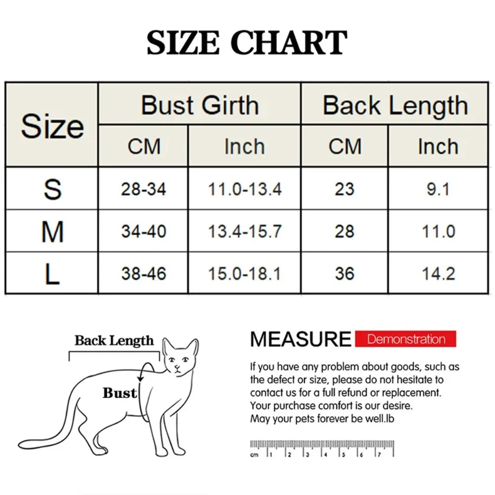 Cat Recovery Suit After Spay or Neuter Surgery, Soft Cone Alternative, S to L