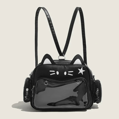 Cat Ears Handbag with Transparent Pocket Backpack