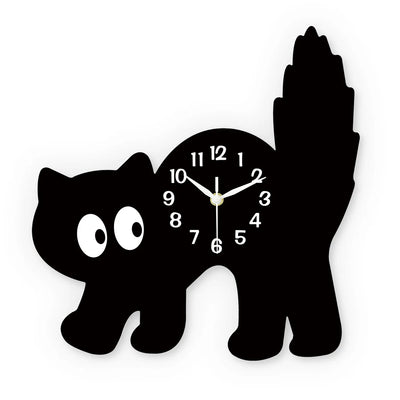Scaredy Cat Wall Clock, Funny Black Cat Silhouette for Kitchens