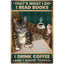 Coffee Cat Tin Sign, Retro Metal Kitchen and Cafe Wall Decor