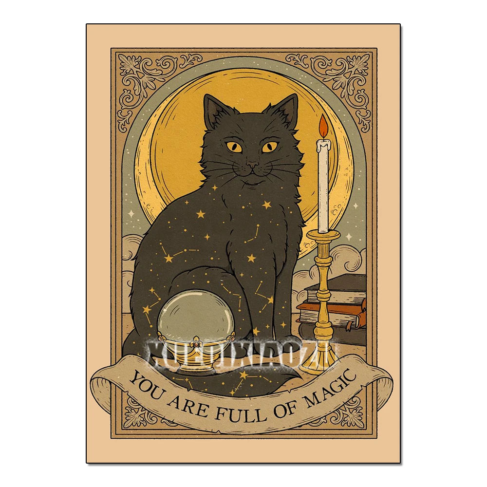 Cat Paw Tarot Card Diamond Painting Kit, Full Drill