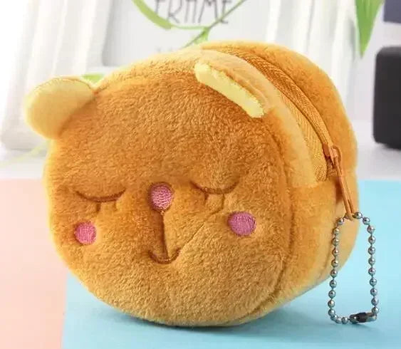 Orange Tabby Cat Face Coin Purse, Soft Plush Zipper Pouch, 4.9 Inches