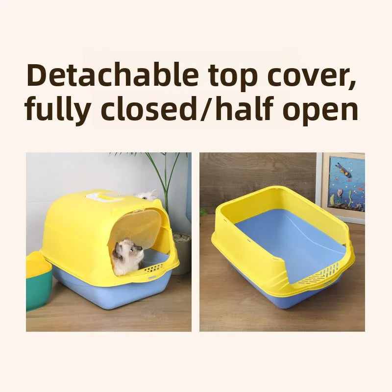 Large Size  Litter Box Full Enclosure with Sand for Kittens Poo