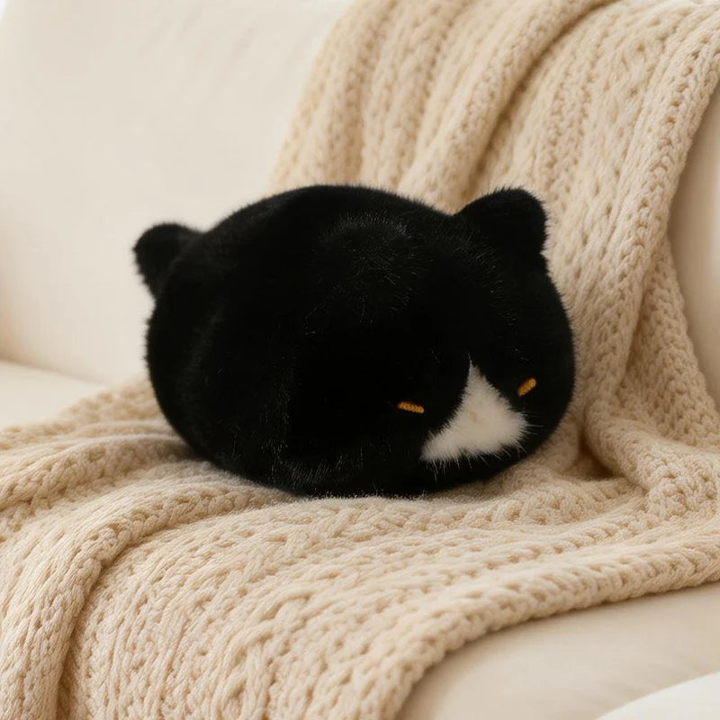 Lifelike Black Cat and Siamese Kitten Plush, 13 cm Lying Cat Doll
