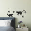 Cat Mirror Wall Stickers, Acrylic Cat Silhouettes with Paw Prints