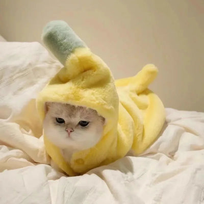 Banana Cat Costume, Fleece Banana Hoodie for Cats