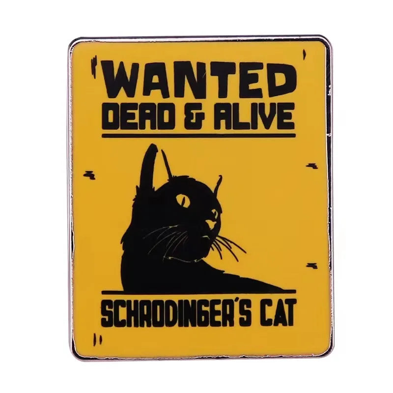 Schrodinger’s Cat Enamel Pin, Funny Physics Cat Badge
