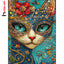 Cat and Flowers Diamond Painting Kit, 5D Full Drill Floral Cat Art
