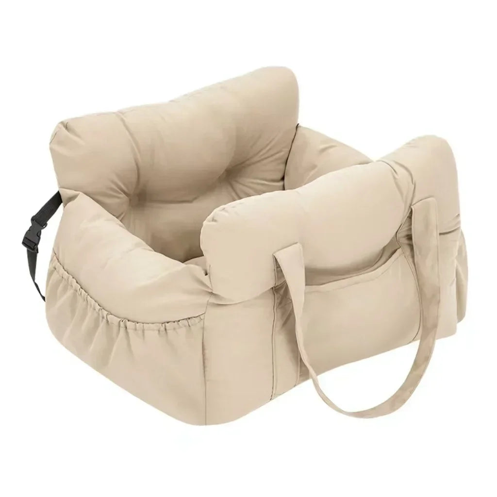 Cat Car Bed with Safety Belt and Washable Cushioned Bed