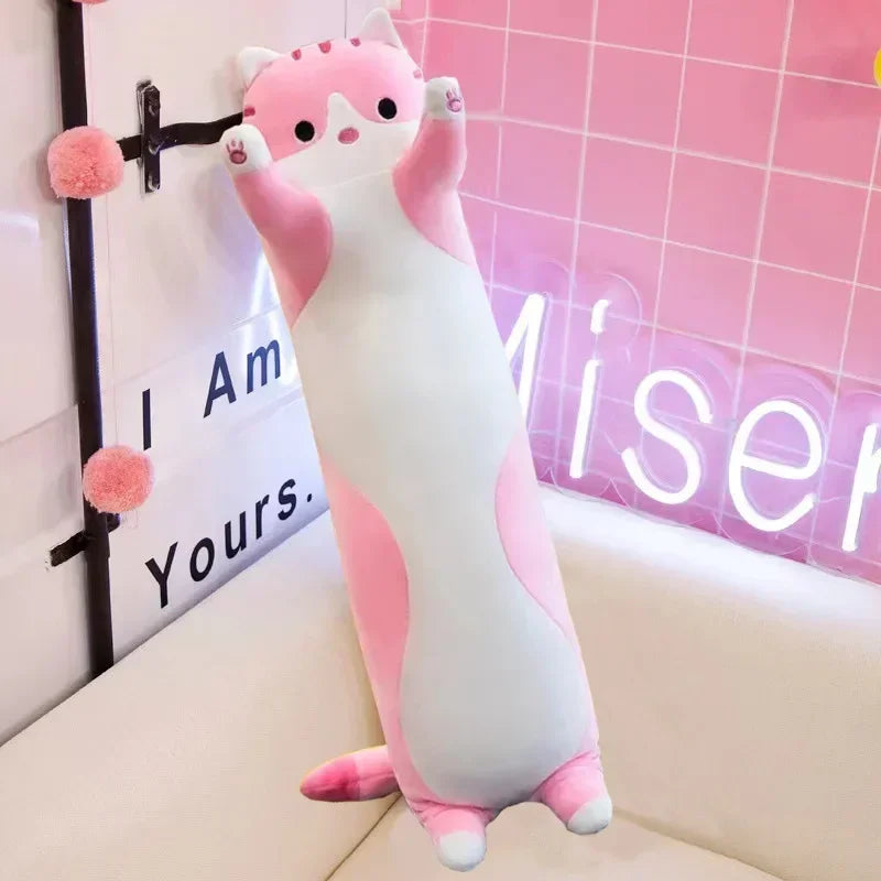 Gray Tabby Long Cat Plush, 20 Inch Squishy Cat Leg Pillow