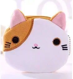Orange Tabby Cat Face Coin Purse, Soft Plush Zipper Pouch, 4.9 Inches