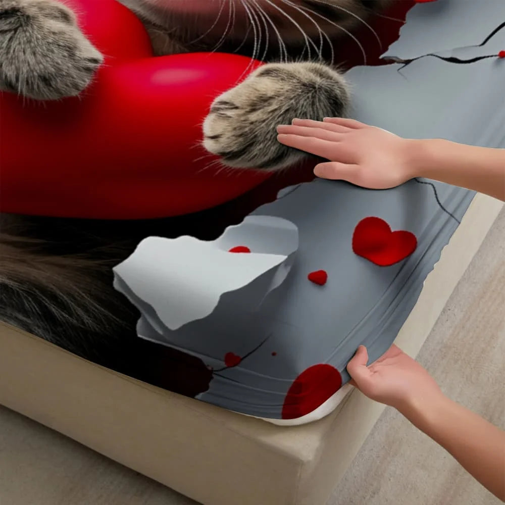 Chat de la Saint-Valentin Housse de couette