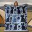 Blue Cat Floral Patchwork Flannel Throw Blanket