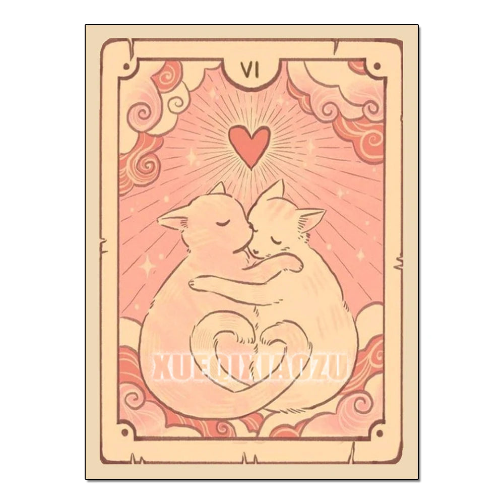 Cat Paw Tarot Card Diamond Painting Kit, Full Drill