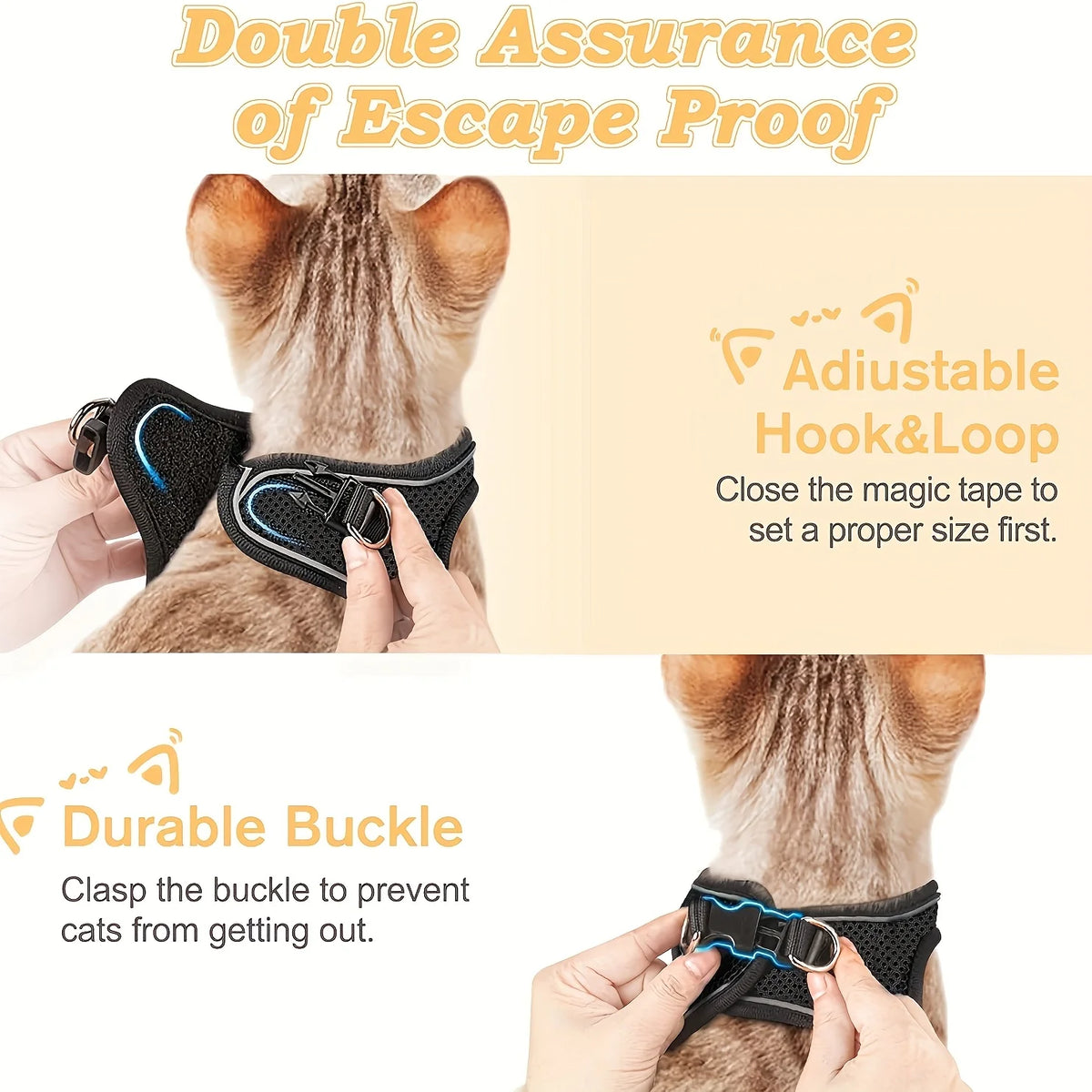 New Kitten Harness Starter Set, Soft Mesh Vest With 5 Ft Leash