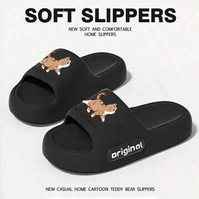 Lightweight EVA House Slippers, Flat Pull-On Home Slides