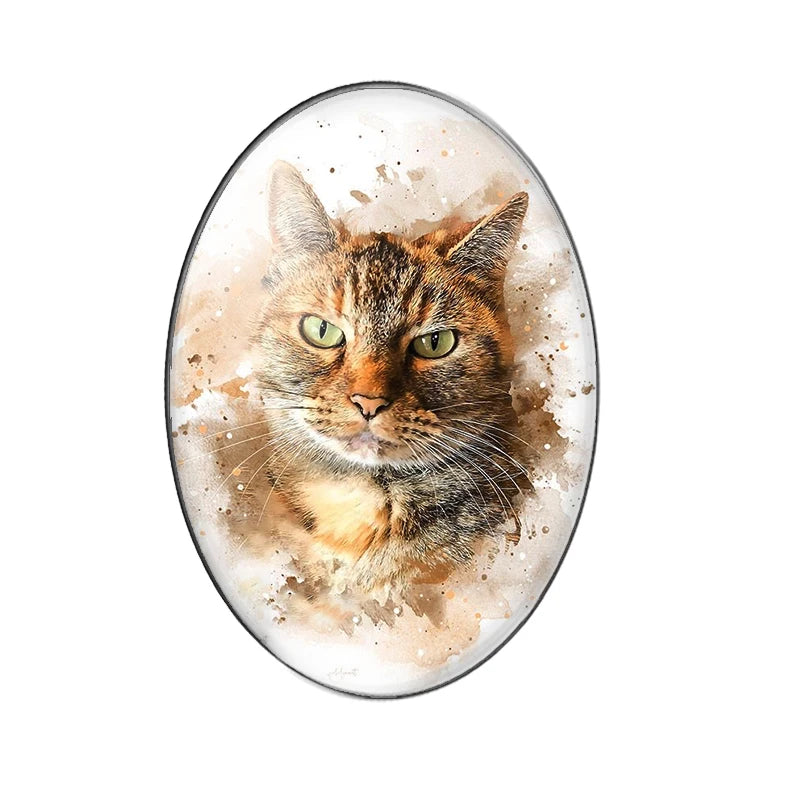 Persian Cat Glass Cabochons, 10 Pack Oval Photo Domes for DIY Jewelry
