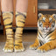 Funny 3D Cat Paw Socks, Printed Animal Paw Crew Socks