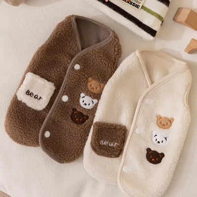 Fleece Cat Vest With Snap Buttons, Warm Winter Clothes for Cats
