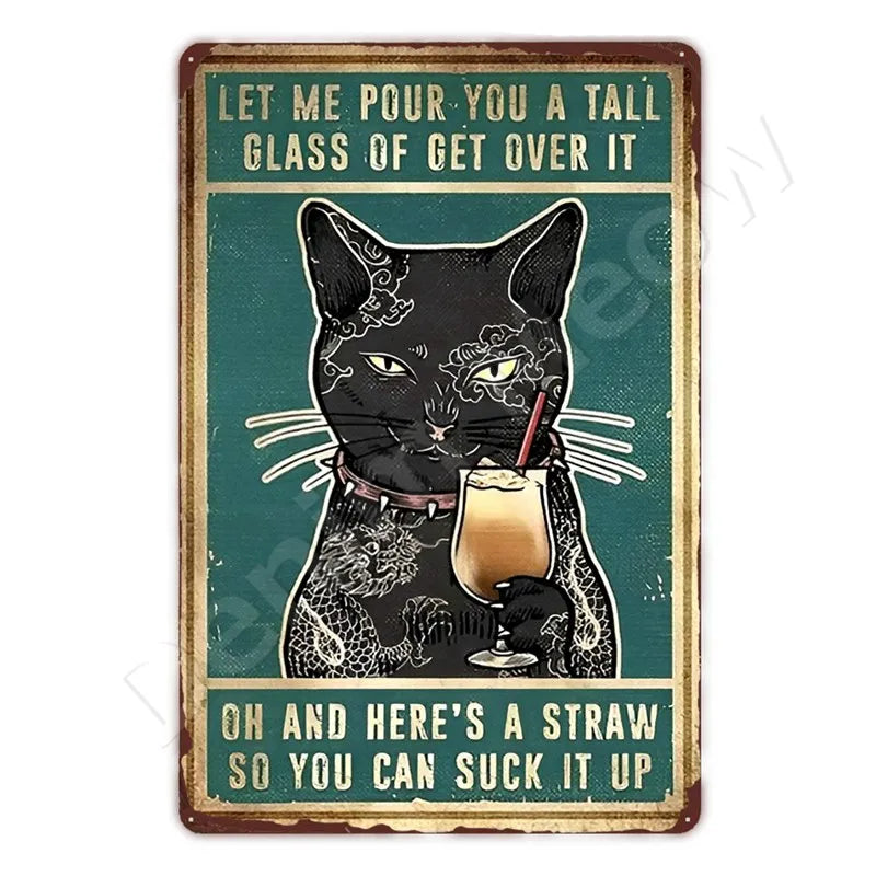 Oh My Eyes Black Cat Sign, Funny Bathroom Gift for Cat Owners