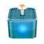 2L Cat Water Fountain With LED Light, Square Blue Fountain With Flower Spout