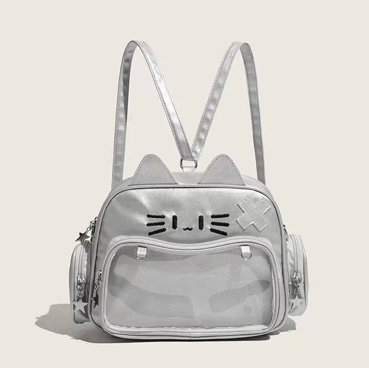 Cat Ears Handbag with Transparent Pocket Backpack