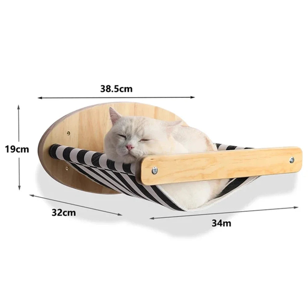 Wall-Mounted Cat Shelves and Climbing Set, Solid Wood Pieces to Mix and Match