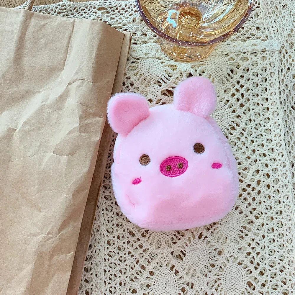Orange Tabby Cat Face Coin Purse, Soft Plush Zipper Pouch, 4.9 Inches
