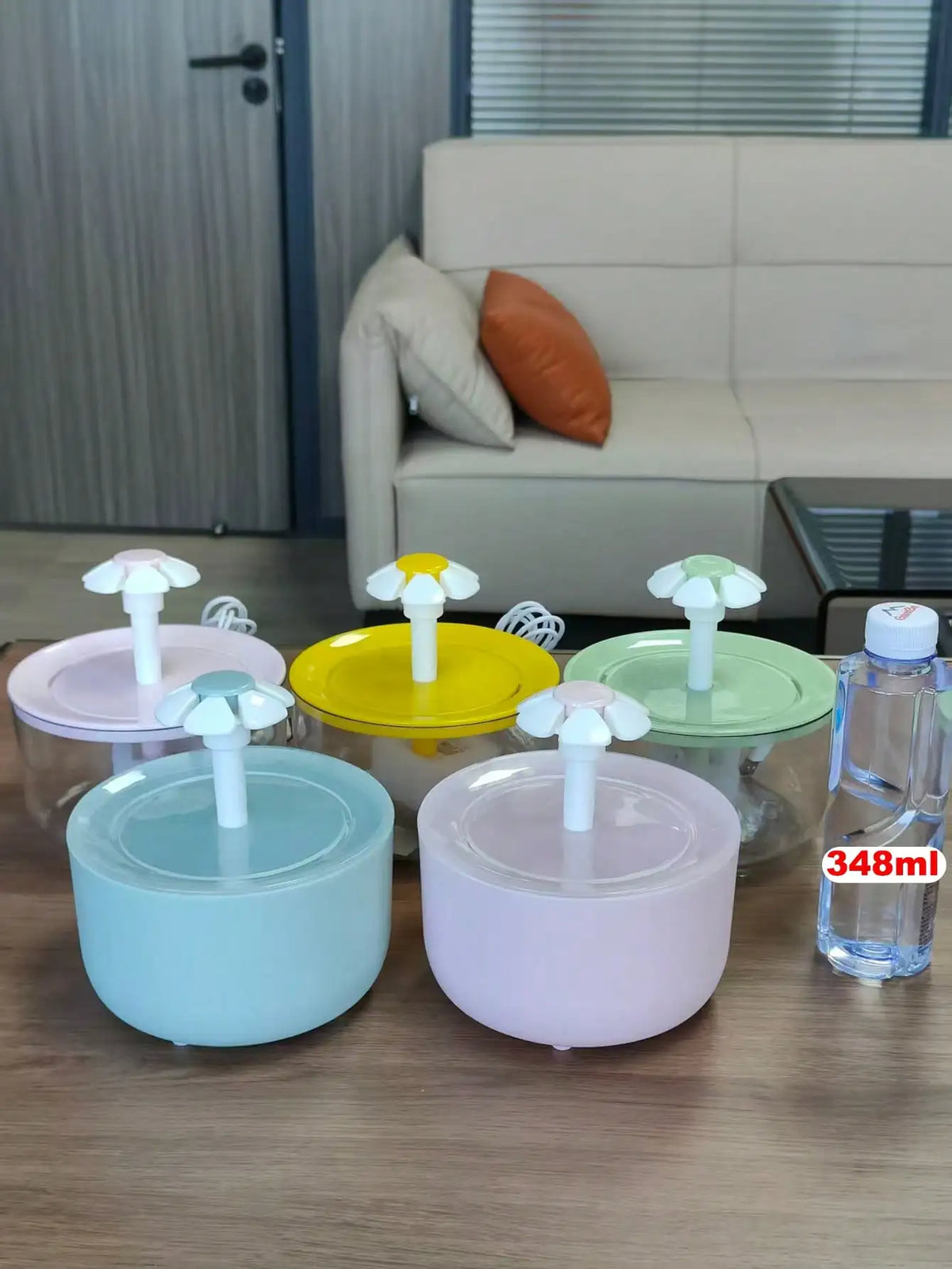 Clear Flower Cat Water Fountain, 1.5L USB Fountain With Adjustable Flow
