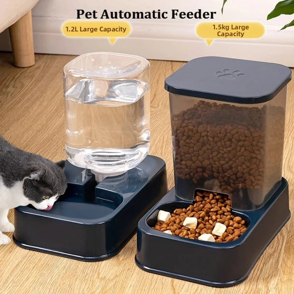 Gravity Cat Water Dispenser or Food Feeder, 1.2 L Waterer and 1.5 L Kibble Hopper