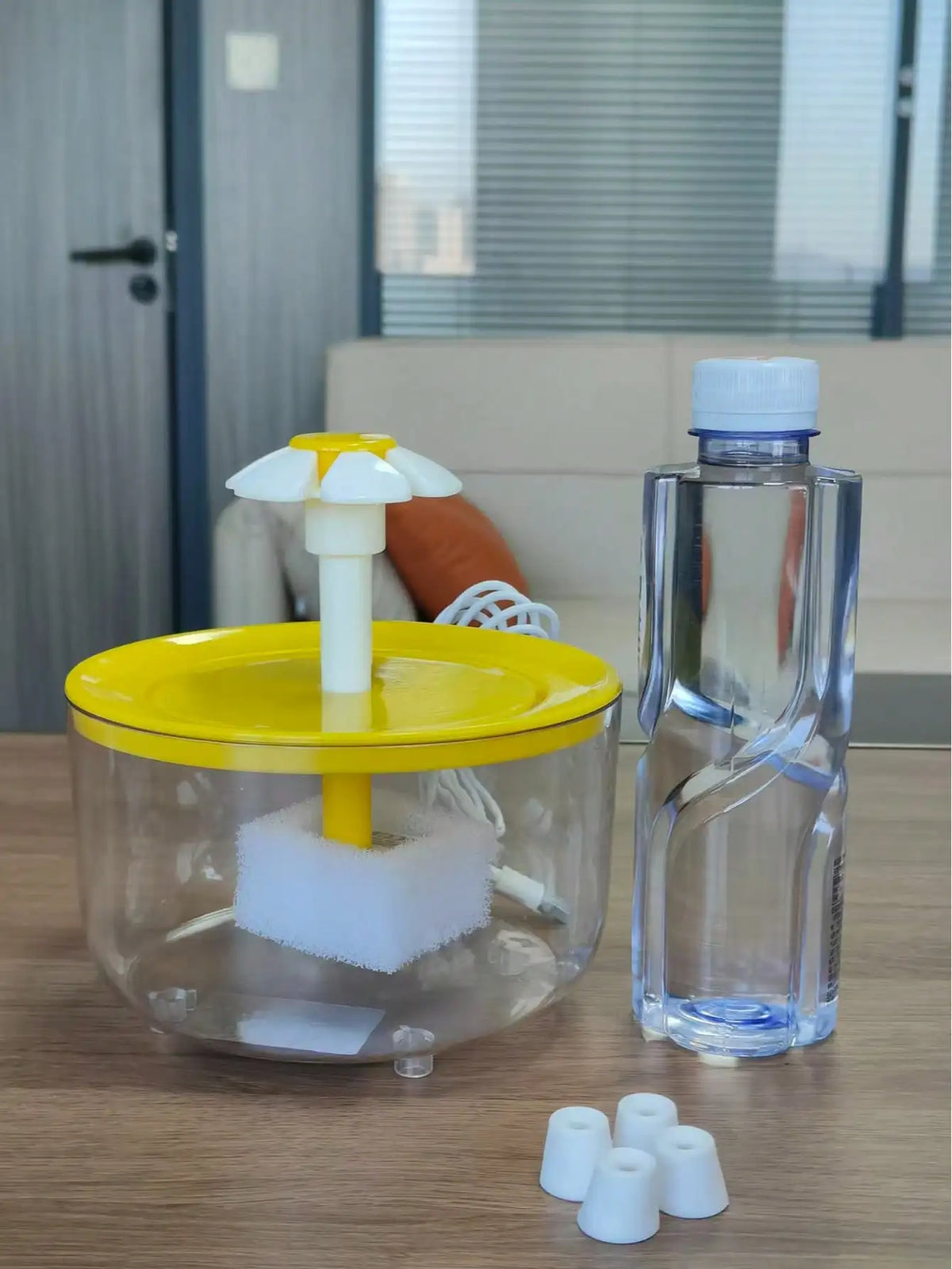 Clear Flower Cat Water Fountain, 1.5L USB Fountain With Adjustable Flow