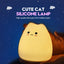 Silicone Cat Night Light, Tap-to-Change 7-Color and Warm White Lamp