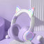 QearFun Cat Wallet Bluetooth Headphones – Cute Cat Ear Wireless Headset with 40mm Drivers, Mic, Foldable Design & LED Glow