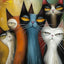 Geometric Cat Diamond Painting Kit, 5D Round Drill Wall Art
