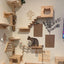 Wall-Mounted Cat Climbing Shelf Set with Bridge and Hammock