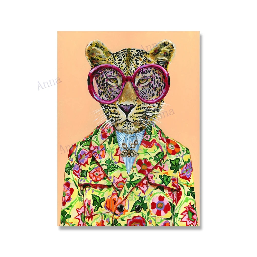 Pop Art Big Cat Poster, Leopard Lion Tiger Canvas Wall Art