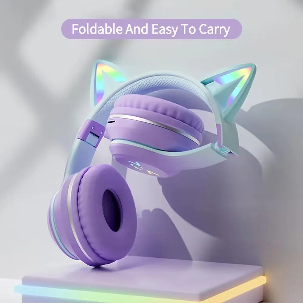 EOENKK Cat Wallet Bluetooth Headphones – Wireless Over-Ear Headset with 40mm Drivers, Memory Foam, Mic & Voice Assistant