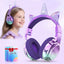 QearFun Cat Wallet Kids Bluetooth Headphones – Cat Ear & Unicorn Wireless Headset with Volume Limiting, 40mm Drivers & Mic