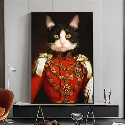 Vintage Renaissance Cat Poster, Classical Portrait Cat Wall Art