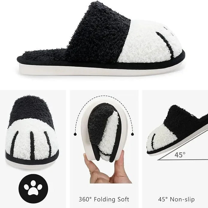 Cat Paw Slippers for Women, Plush-Lined EVA Platform House Shoes