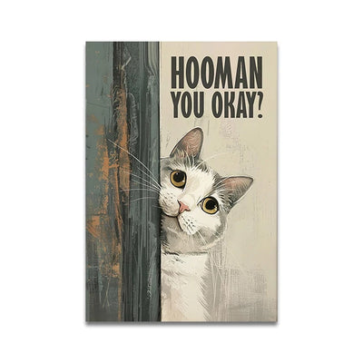 Are You Pooping Cat Poster, Funny Bathroom Wall Art Canvas Print