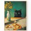 Funny Black Cat Kitchen Wall Art, Whimsical Food Lover Print