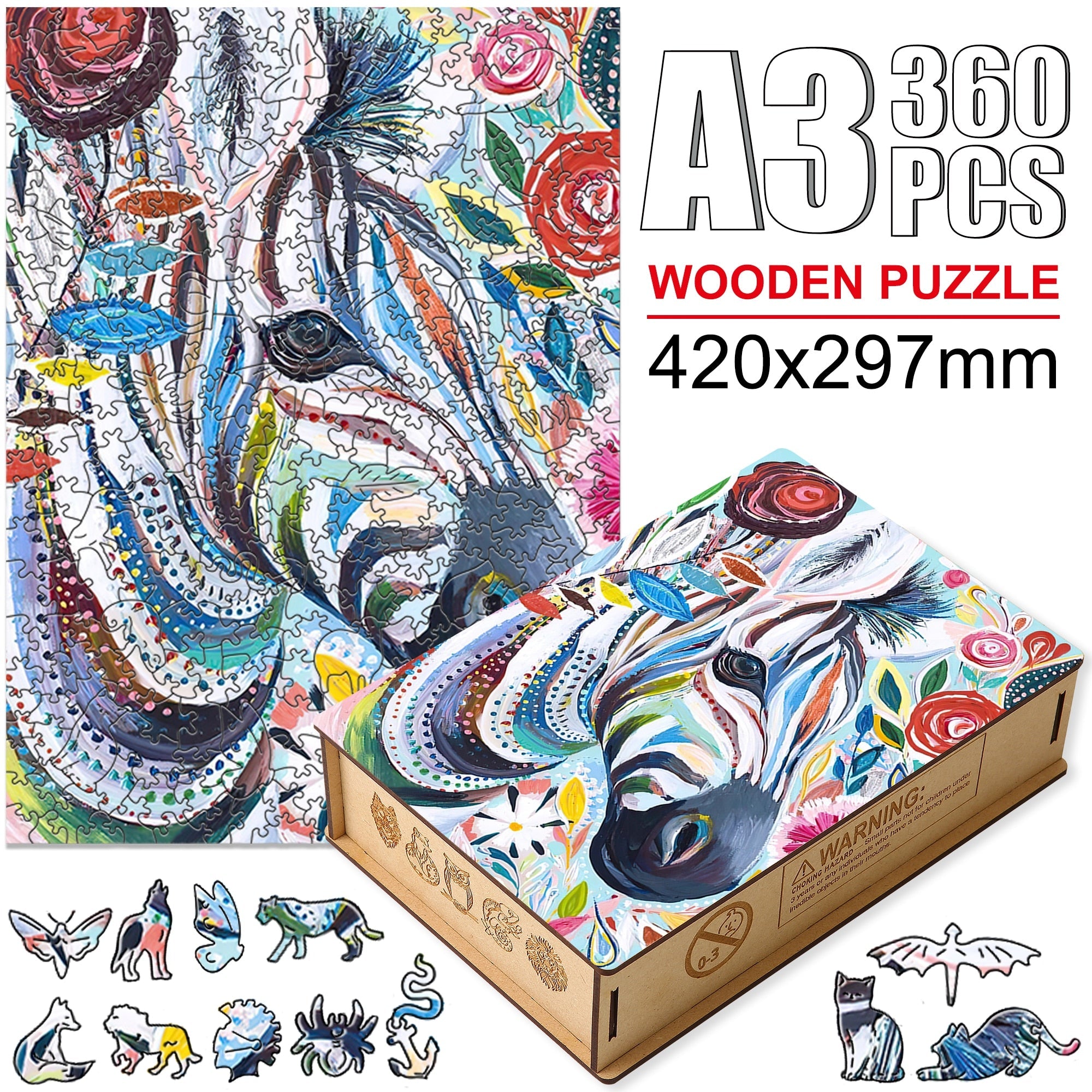 Animal Puzzles - Zebra (A3 - 360pcs)