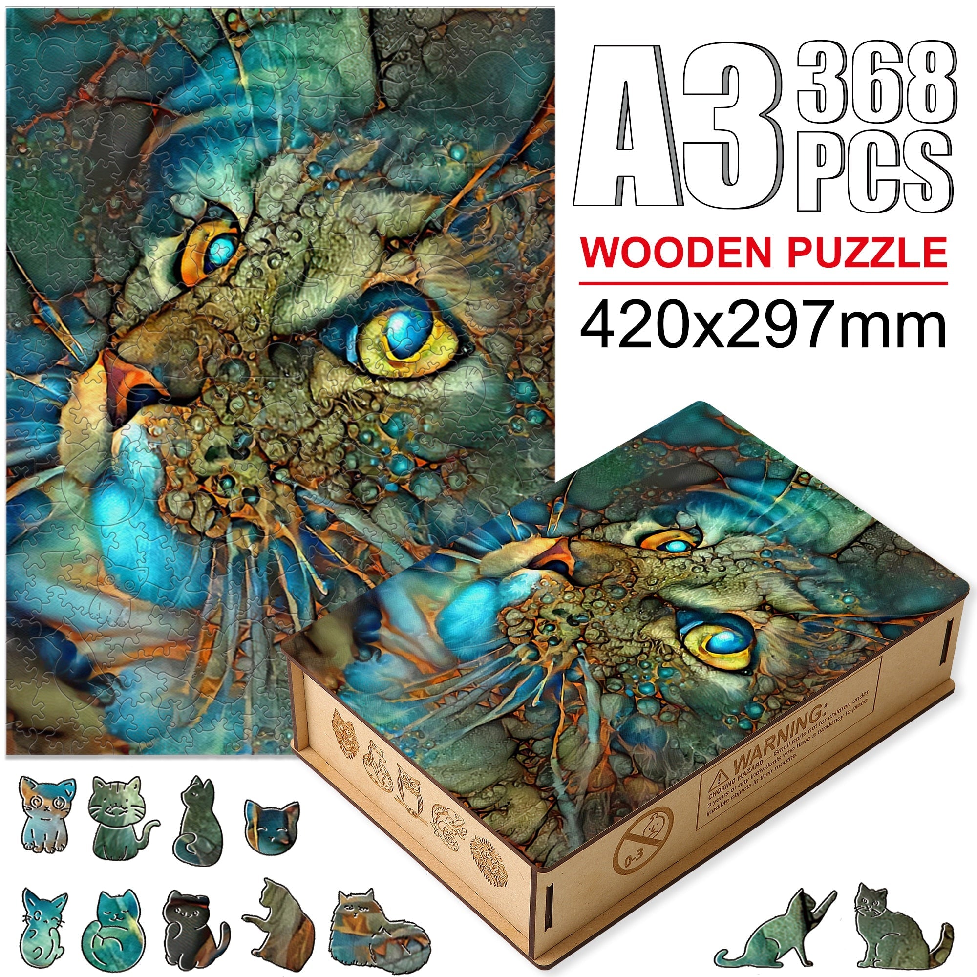 Animal Puzzles - Cat (A3 - 368pcs)
