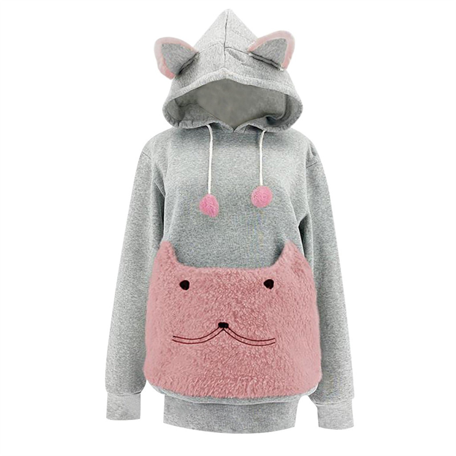 Big Cat hoodie Pouch - Pink / S