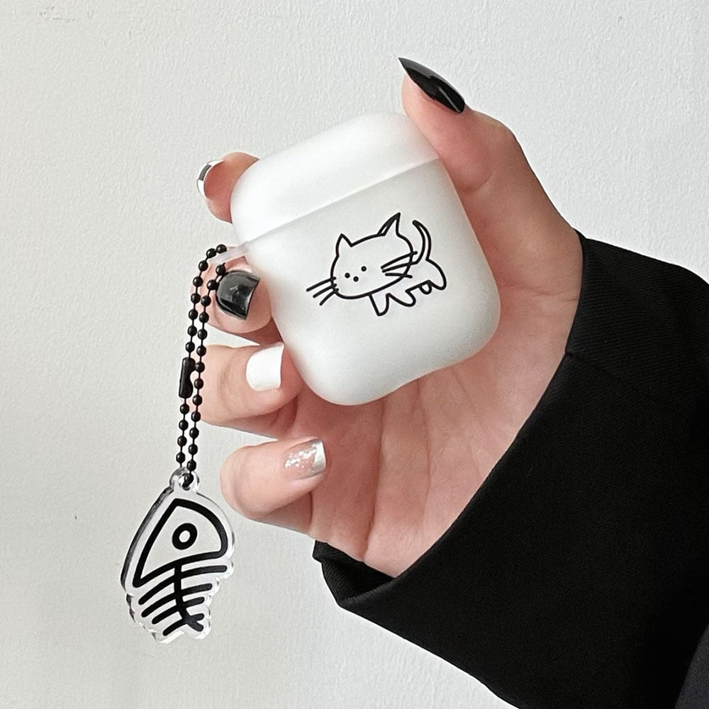 Black and White Cat Airpod Case - Cat airpod Case