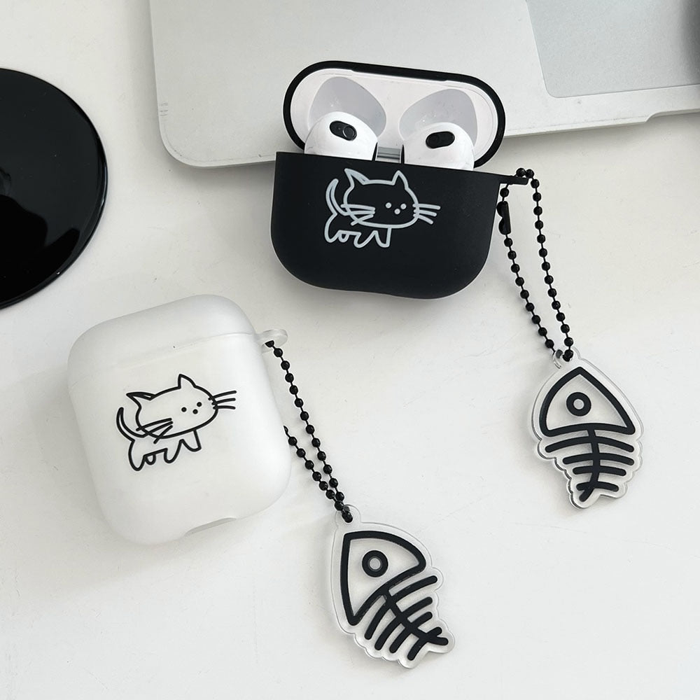 Black and White Cat Airpod Case - Cat airpod Case