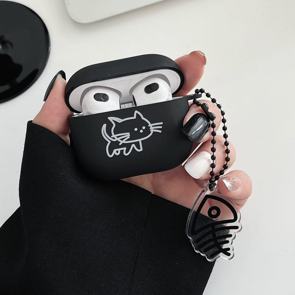 Black and White Cat Airpod Case - Cat airpod Case
